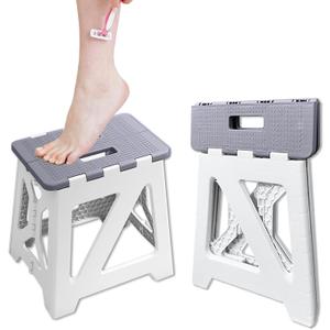 Shower Stool for Shaving Legs, 1 Pack Foot Rest Folding Stool Step to Shave Legs Shaving for Inside Shower Foldable Small Waterproof Plastic Corner Gray White