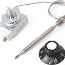 60125401 Deep Fryer Thermostat with Knob Switch Compatible with Pitco 2-SG14C-S/FD Fryer, 1/4" Male Pipe Thread Stuff Box, Replacement for Imperial 1175 for American Range 11113, 200-400F