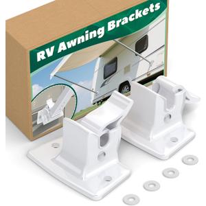 2 Pcs RV Awning Bottom Mounting Bracket, Bottom Mounting Bracket Replacement Assembly for RV Camper Trailer, RV Awning Parts, Awning Foot Brackets