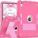 ZoneFoker for iPad (A16) Case 11th Generation 11 inch 2025 / iPad 10th Generation 10.9 inch 2022, Heavy Duty Durable i Pad 11/10 Gen Cover with Pencil Holder/Stand (Pink)