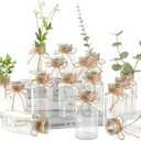 Vintage Glass Flower Vase Bulk 16 Pack Farmhouse Transparent Centerpiece Vases with Hemp Rope Mason Jars for Weddings Parties Dining Table Home Decor (Large）