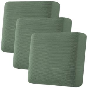 2 x H.VERSAILTEX Super Stretch Individual Seat Cushion Covers - Sofa & Couch Cushion Slipcover Sets - Thick Jacquard Textured Twill Fabric (3 Piece XL Sofa Cushion Covers, Loden Frost)