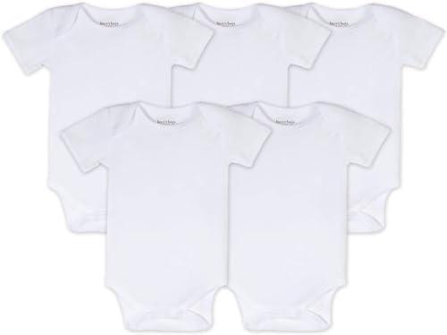 Burt's Bees Baby Bodysuits, Short Sleeve and Long Sleeve One-Pieces, 100% Organic Cotton, Pack of 5 Size 6-9 M