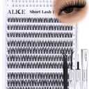 Flaunt Lash Clusters Kit Natural Wispy Lash Extension Kit Short 10mm-12mm-14mm Cluster Eyelash Extension Kit Individual Lashes Kit with Bottom Lashes Bond and Seal by ALICE