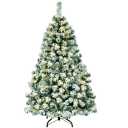 4.5Ft Pre-Lit Premium Snow Flocked Hinged Artificial Christmas Tree w/200 Lights