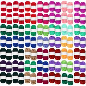 Nuogo 100 Rolls Acrylic Yarn Bulk for Crocheting Knitting Multicolor Yarn Skeins 2200 Yards Mini Soft Yarns Bundle Multicolor Skeins for Hand Knitting Craft Project Adult Kids Beginner Kits, 25 Colors
