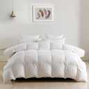DWR Lightweight Down Feather Fibers Comforter Oversized King, Thin Duvet Insert with Ties, Ultra-Soft Cotton Blend, High Fill Power 48oz for Hot Sleepers/Warm Weather (120x98, White)