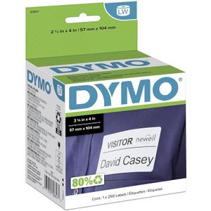 DYMO Authentic LW Name Badge Labels DYMO Labels for LabelWriter Printers White 2-1/4" x 4" 1 Roll of 250