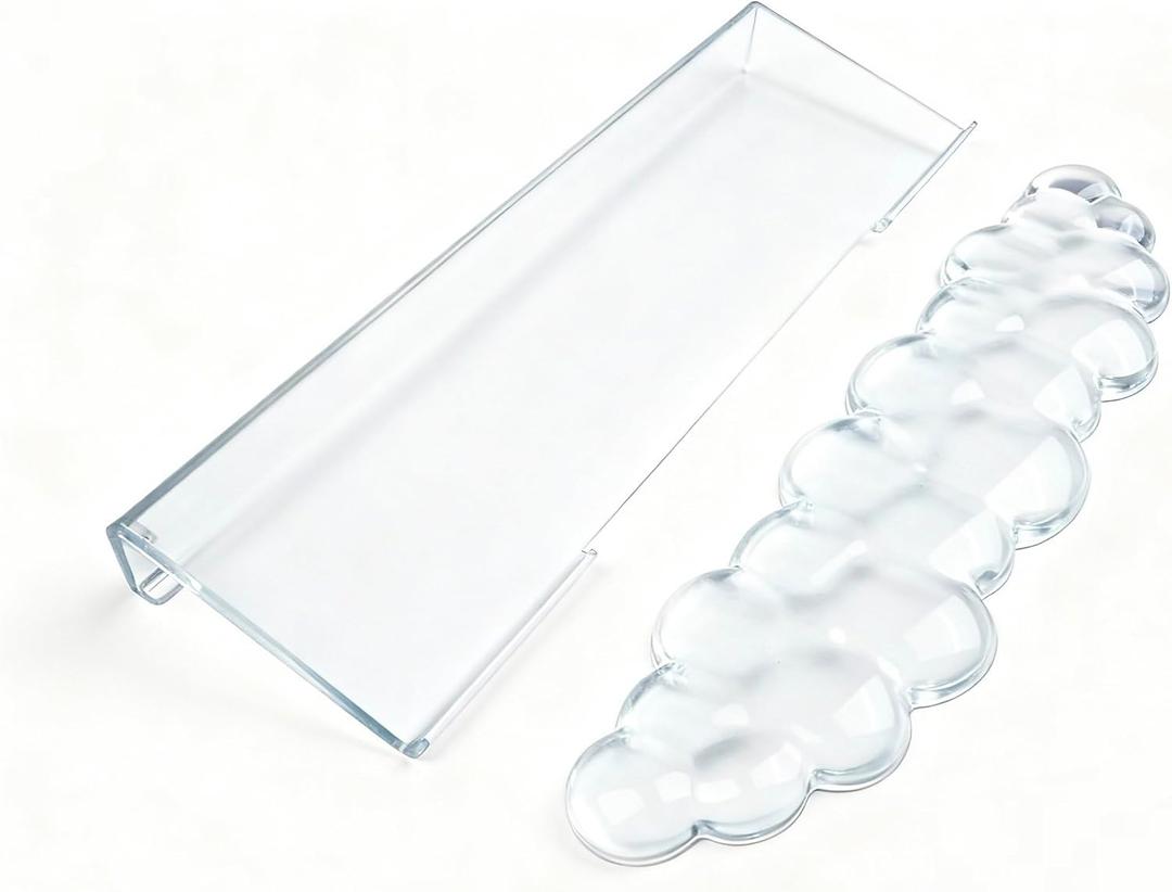 Ergonomic Cloud Gel Wrist Rest&Computer Keyboard Stand, Massage Wrist Rest Support for Keyboard Set, Easy Typing Working Acrylic Clear Stand for Office Home