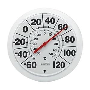 Springfield Indoor Outdoor Big and Bold Dial Thermometer, Wireless Thermometer with Easy to Read Large Numbers for Patio, Pool, and Indoor Areas, 8-Inch, White (No Size)