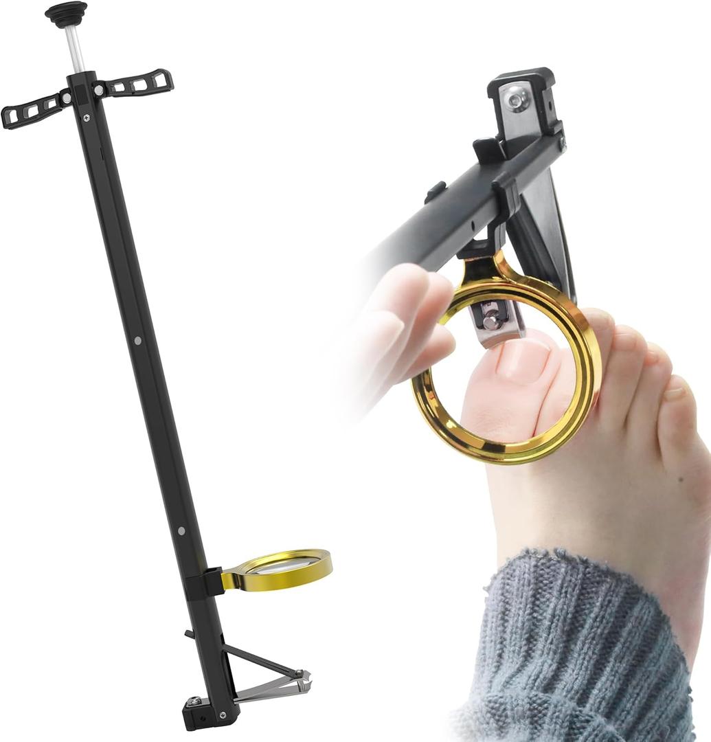 Long Handle Toenail Clippers with Magnifier -Wide Jaw & Ergonomic Design for Seniors, Arthritis & Limited Mobility | Heavy-Duty, No-Bend Trimming(40cm, Black)