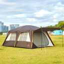 KTT Extra Large Tent 12 Person,Family Cabin Tents,Awning,2 Rooms,4 Doors and 4 Windows with Mesh,Straight Wall,Waterproof,Double Layer,Big Tent for Outdoor,Picnic,Camping,Family Gathering