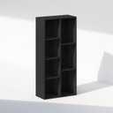 Furinno Reed Closet Organizers and Storage, 7-Cube Closet Organizer, Open Shelf Closet Storage, for Wardrobe, Bedroom, Living Room, Blackwood