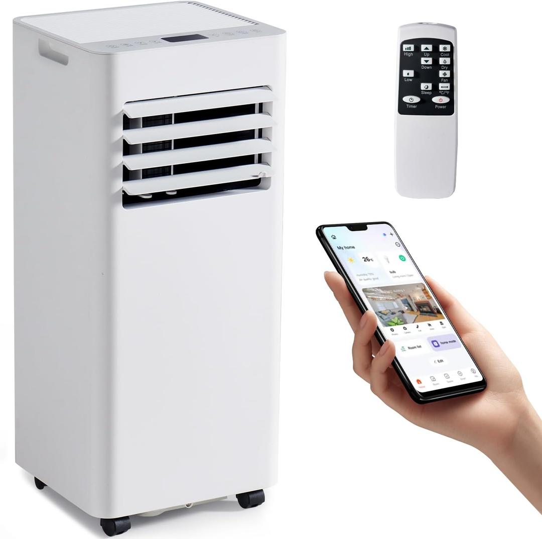 Aoxun 10000 BTU Portable Air Conditioners, WiFi APP Smart Control, 4-IN-1 AC Unit, Fast Cooling, Dehumidifier, Fan & 24H Timer Quiet Sleep, W/Remote Control, Window Kits, for Home/Office/Dorm