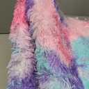 LOCHAS Luxury Fluffy Rainbow Area Rug for Girls Bedroom 4x6, Soft Fuzzy Kids Rugs for Bedroom Boys Playroom, Cute Colorful Tie Dye Princess Carpet for Nursery Living Room Home Decor, Pink/Purple