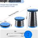 Doseno Upgraded Foldable Stool Thickened Set of 2, Portable Collapsible Stool Retractable Stool, Foldable Portable Collapsible Chair for Fishing, Hiking Tours, BBQ, Parties, Outdoor Activities (Blue), 2pack