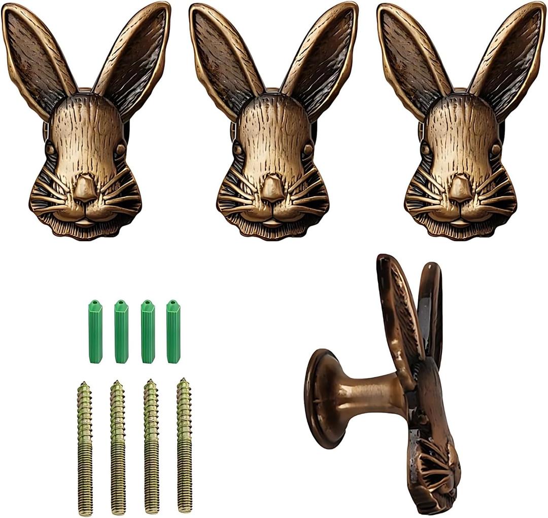 Coat Hooks, Animal Hook, Decorative Wall Hooks Rack Hangers for Hanging Hats Jacket Bags Closets Towels Keys Kitchen Wall Hangers, 4 Pieces