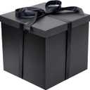 Linelglobal Large Gift Box with Lid for Present Collapsible Gift Box with Filler Paper for Birthday Anniversary Valentine 12x12x10 - Black (Black (11.8 Inch))