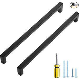 Ravinte 25 Pack 10 Inch Kitchen Square Cabinet Handles Matte Black Cabinet Pulls Black Drawer Pulls Kitchen Cabinet Hardware Kitchen Handles