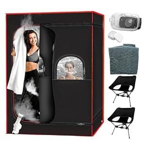 Lamorland Luxury Portable Steam Sauna Tent for Home - 1500W Fast Heating Sauna Box with 3L Steamer Pot, Thermal Insulation Sweat Tent for Muscle Recovery - 2 Person