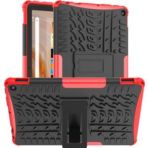 for F i r e10/ 10 Plus Case 13th Generation 2023 Release Kickstand Heavy Duty Armor Defender Cover [ NOT fit Prior 2021/2019 Release 11th/9th Gen] (-Red)