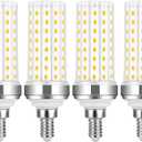 E12 20W Warm White 3000K LED Bulbs - 150W Equivalent, Non-Dimmable, 4 Pack for Chandeliers, Ceiling Fans & More