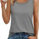 AUTOMET Womens Loose Fit Casual Flowy Tank Tops Square Neck Trendy Sleeveless Summer Tops Clothes Outfits 2025 (Large, Light Grey)