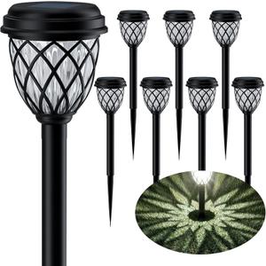 Solar Outdoor Lights, Outdoor Waterproof IP65, Bright Powered by Solar Garden Lights for Patio, Yard, Driveway Decoration (8 Pack (Black)