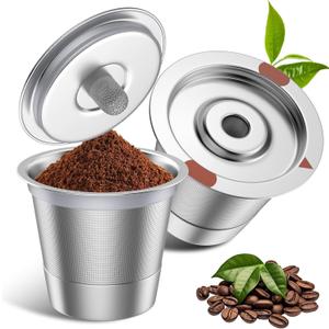 Noalto Reusable K Cups for Keurig,Stainless Steel Refillable Coffee Pods - Metal K Cup Reusable Coffee Filter for K-Classic K-Elite K-Express K-Mini Keurig 1.0 & 2.0, BPA Free (2 pack)