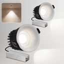 3 Inch Recessed Led Lights, IP65 Waterproof Recessed Lights, Trimless Soffit Canless Light, 3000-6000K Selectable, 10W 1200LM White Round Recessed Lighting for Living Room,Kitchen,Bathroom (2 PCS)