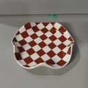 Kitchen Spoon Rest for Stove Top, Checkered Coffee Spoon Rest, Ceramic Spoon Holder for Kitchen Counter Cooking Utensil Rest, Modern Farmhouse DCor (Brown-White)