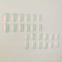 Pearl White Press on Nails Short Square Fake Nails Aurora False Nails with Design White Chrome Glue on Nails Full Cover Acrylic Nails Glossly Stick on Nails for Women Manicure 24pcs