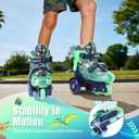 Kids Roller Skates for Beginners - ZOOBLISS Toddler Roller Skates for Boys and Girls Ages 3-7 with Light-Up Wheels & 4 Adjustable Sizes, Tri-Wheel Training Skates for Kids
