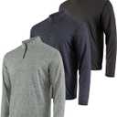 Real Essentials Mens Big and Tall King Size Quarter 1/ 4 Zip Pullover Long Sleeve Athletic Dry Fit Shirt Gym Running Golf Half Zip Top Workout Sweatshirts Sweater Jacket, Size: 5X Tall, Pack of 3