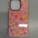 Jusy Compatible with MagSafe Floral Case for iPhone 14 Pro, Aesthetic Oil Painting Flower Magnetic Phone Case, Soft TPU and Hard PC Protective Cover for Women Girls (Shiny) - Pink Flower