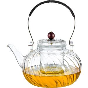 Wlasss Glass Teapot with Removable Infuser, Stovetop Safe Glass Tea Kettle, 980 ml 33 oz, Clear Teapot for Loose Tea, Tea pot for Blooming Flower Tea and Loose Leaf, Tea Maker Gift