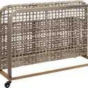 Crosley Furniture Ridley Wicker Outdoor Storage Pool Caddy for Floats, Patio Furniture Cushions, Distressed Gray/Brown