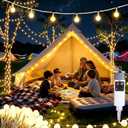 Joomer Camping String Lights, Camping Essentials Gear 33FT 100LED Rechargeable Ball Lights Waterproof, Outdoor String Light with 13 Modes for Awn Tent Garden Hiking Travel Decoration (Warm White)