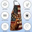Rustic Deer Apron for Women with American Flag,28x33in,Patriotic Kitchen Aprons with 2 Pockets,Oxford Fabric,Wildlife Adjustable Apron for Cooking Baking Gardening Chef,Gifts for Mom Wife