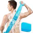 Inmorven Exfoliating Back Scrubber for Shower with Handles, 30 Inch Double-Sided Back Exfoliator Body Scrub Towel, Exfoliating Washcloth Bath Tool for use in Shower, to Clean Skin for Men & Women