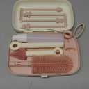 Momcozy 7-in-1 Baby Bottle Cleaner Kit with Silicone, Nipple & Straw Brushes, Soap Dispenser and Drying Rack - Portable Cleaning Tool for Home and Travel, Pink