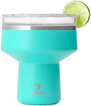REDUCE Saltini 16oz Margarita Tumbler - Insulated Cocktail Glass with Lid | 360 Sippable Martini Glass Alternative,Keeps Drinks Cold for 10 Hours,Ocean Breeze,Saltable Splash-Proof Lid,Cocktail Tumbler