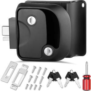 RV Door Lock for Travel Trailers with Paddle Deadbolt, Engineering Plastic Camper Entry Door Latch, RV Lock Replacement Kit with Keys, for Cargo Hauler Horse Trailer Truck