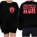 UNIQUEONE Overstimulated Moms Club Sweatshirt for Women Crewneck Mama Sweatshirt Mom shirts Oversized Pullover Tops (Black, M)
