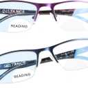 FONHCOO Bifocal Reading Glasses for Women Men, Metal Half Frame Blue Light Blocking Readers