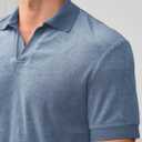 Mens Terry Polo Shirts Johnny Collar Casual Summer Short Sleeve Buttonless Shirt (Blue, M)