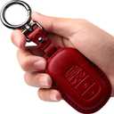 Tukellen for Honda Key Fob Cover Leather,with Keychain Compatible with 2022 2023 2024 2025 2026 Passport Accord Civic HR-V CR-V Pilot,4/5 Buttons Smart Remote Key-Red