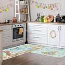 Drydiet Spring Easter Kitchen Rugs and Mats Set of 2 Happy Easter Kitchen Decor Buffalo Plaid Bunny Egg Cross Flower Mat for Floor Spring Decorations for Home, 17 x 30, 17 x 47 Inches