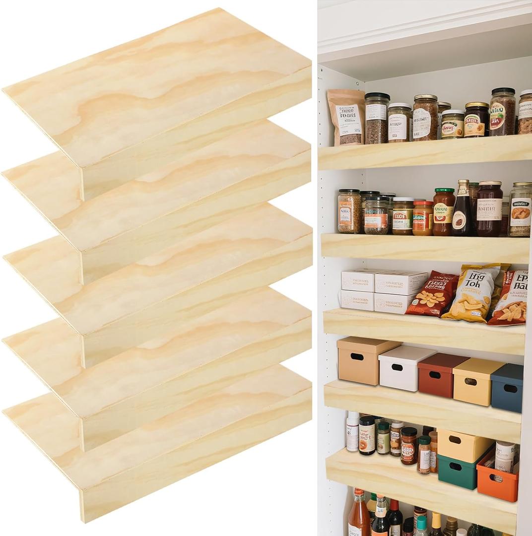 5 Pack Wooden Shelf Covers 35 x 16 Inch,Wire Rack Covers for Pantry Wood Shelf Liners-0.2 inch Thick,Weight Pantry Shelf Cover Removable Wood Shelves Covering for Closet Kitchen Pantry Bathroom