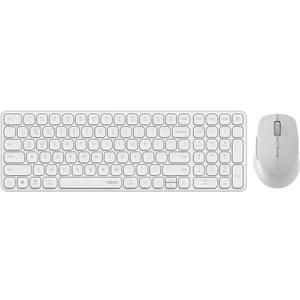 Rapoo Wireless Keyboard and Mouse Combo, Blade-Series E9310M 99-Key Ultra-Thin Keyboard and M300G Silent Mouse, Support 4 Devices, Quiet, Compact, Battery Powered, for Windows/Mac/Linux/Chrome (9360M, White)